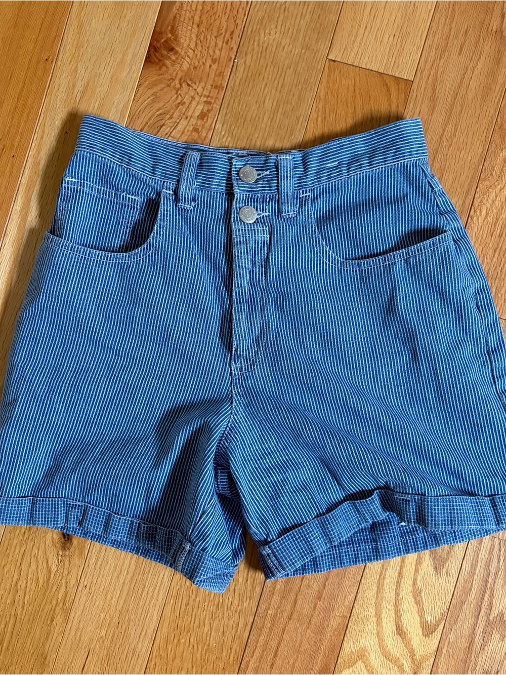 Vintage Arizona Striped High Waist Denim Shorts